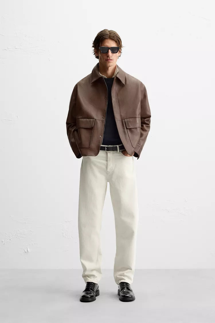 BLOUSON DE CUERO CON BOLSILLOS