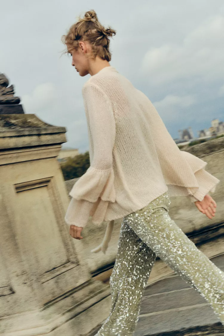 PANTALON FLARE À PAILLETTES