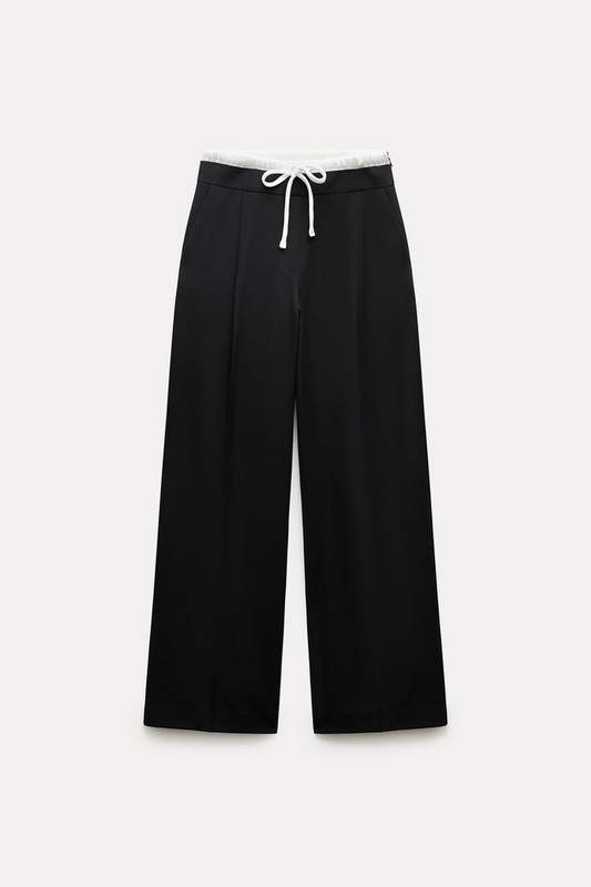 PANTALON LARGE À TAILLE DOUBLE